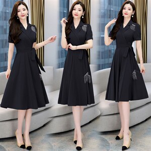 2023年夏季韩版通勤套头韩版时尚流苏修身连衣裙，女装连衣裙，卡杰菲