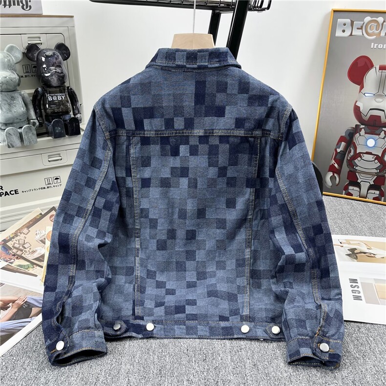 格子牛仔外套夹克男美高级感美式提花牛仔外套男装夹克JK2280-P68,男装工装外套,星座302B