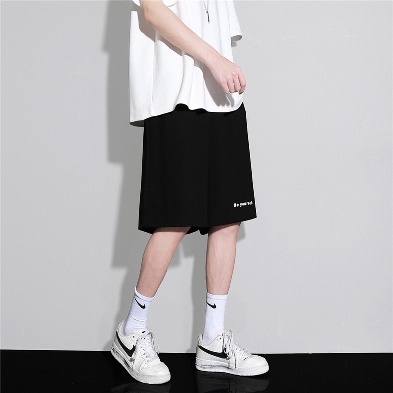 白底2023夏季新款简约字母直筒宽松休闲短裤五分裤A80P35--控58,男装休闲裤,电商A247-1