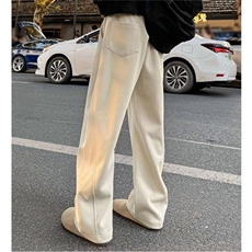 潮牌线条拼接纯色直筒卫裤男欧美加绒加厚宽松阔腿裤港风休闲长裤，男装休闲裤，星座506A