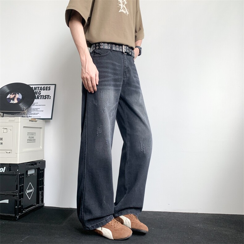 破洞牛仔裤男2025夏季新款美式复古潮牌直筒休闲长裤NZ0637-P48,男装牛仔裤,星座308B-2