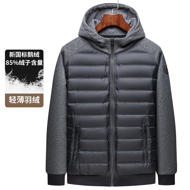 短款羽绒服男士冬季鹅绒绒加厚保暖连帽外套美式高街宽松百搭上衣图片