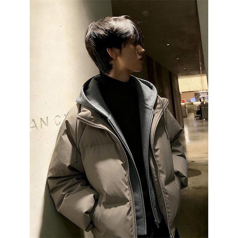 现货高品质重磅工艺美式高街假两件PU皮棉衣男女加厚棉服外套，男装棉衣，电商A486