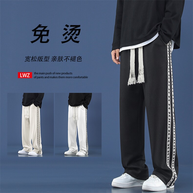 男秋季ins潮流百搭休闲裤春秋款卫裤直筒裤港风K910-特批40图片