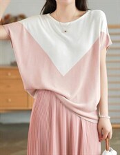 拼色圆领宽松短袖，其它，魅力元素