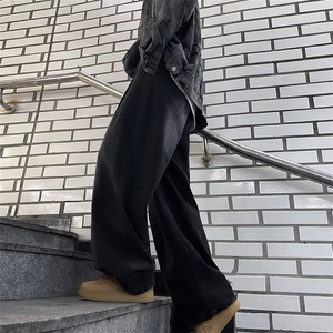 PZ6615-P48系绳做旧牛仔裤男潮牌宽松阔腿裤美式高街复古休闲长裤图片