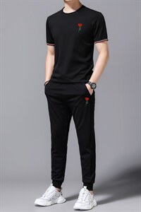 2023年夏款潮流休闲时尚男士运动短袖套装P120，男装休闲套装，电商D223-1