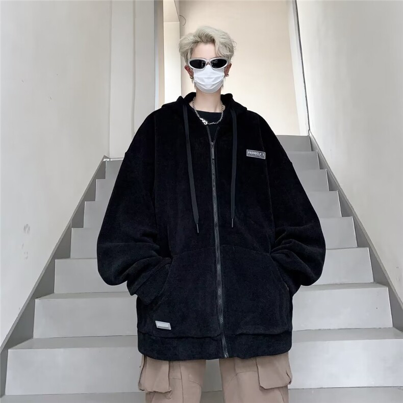灯芯绒夹克男连帽韩版潮流高街帅2023秋冬季新款ins外套W5346-P51,男装夹克,星座412-3