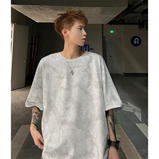 扎染短袖X5547-TP3048男夏季设计感休闲百搭五分袖T恤，男装T恤，电商A102