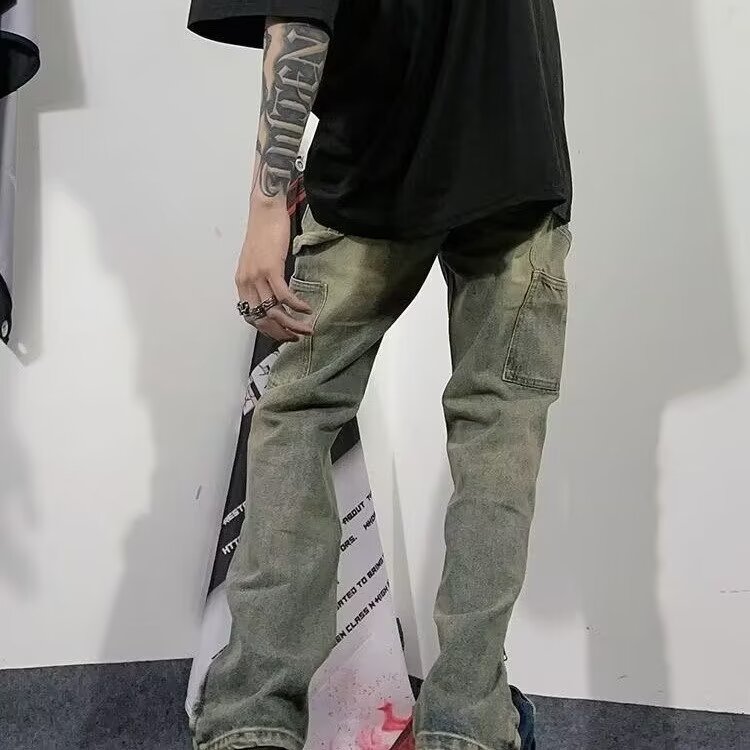 欧美高街水洗炒色牛仔裤男hiphop宽松显瘦长裤拉链裤子AMM769P46,男装牛仔裤,星座1013-5