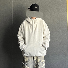 抖音得物高品质二开25秋冬美式重磅宽松纯色连帽拉链高领卫衣W65，男装卫衣，电商A486-1