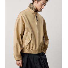 手工绗缝领口流苏斜裁格纹撞色哈灵顿夹克D328-JK30-P108，男装夹克，电商D328