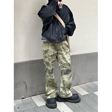 迷彩牛仔裤男美式复古hiphop辣妹裤子高街ins潮直筒阔腿裤N7785，男装牛仔裤，星座1116A（原606A-3）