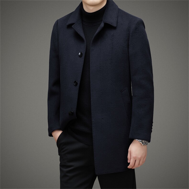 DJ8210钱塘2020-3冬季厚款新款商务休闲翻领中年男士羊毛大衣P600,男装毛呢大衣,钱塘207-3