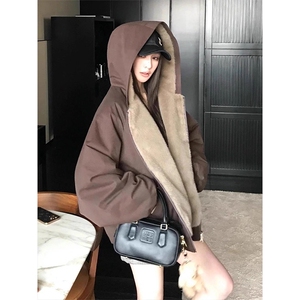 两面穿现货重磅短款座山雕棉衣男女双面穿毛毛绒棉服加厚外套图片