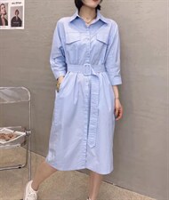 新款洋气配腰带百搭显瘦连衣裙，女装连衣裙，L·H·X