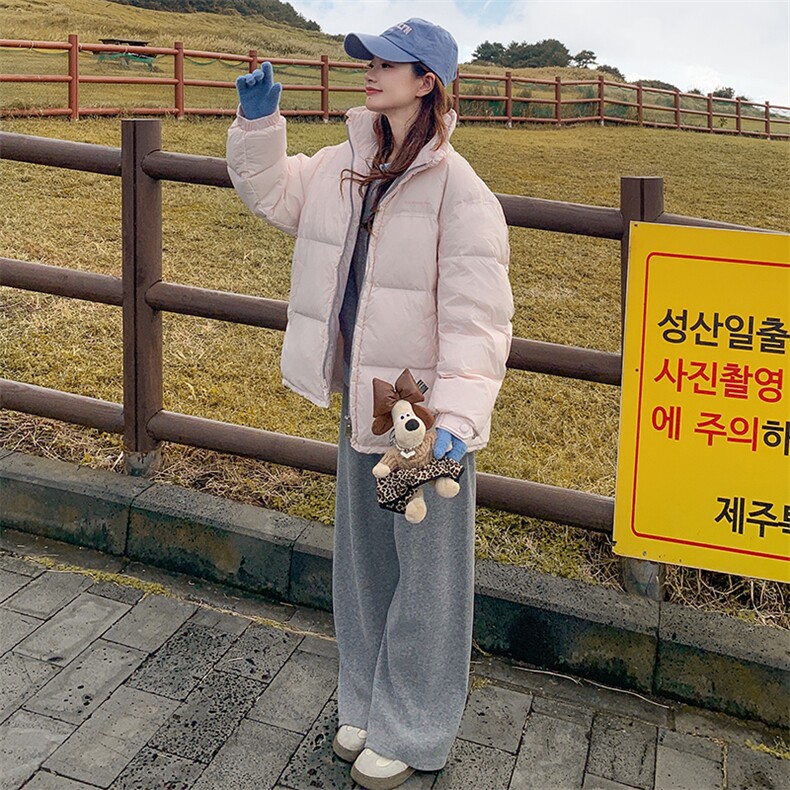 粉色短款羽绒服女短款2024冬季新款高级感超好看白鸭绒加厚面包服,女装羽绒服,2C127