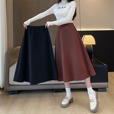 安哥拉红伞裙半身裙女秋冬中长款微胖遮胯显瘦百褶西装裙a字，女装半身裙，云美莎专业女裤-全店现货