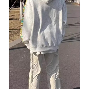 套头刺绣连帽卫衣男女秋季情侣款宽松潮牌外套 WY906图片