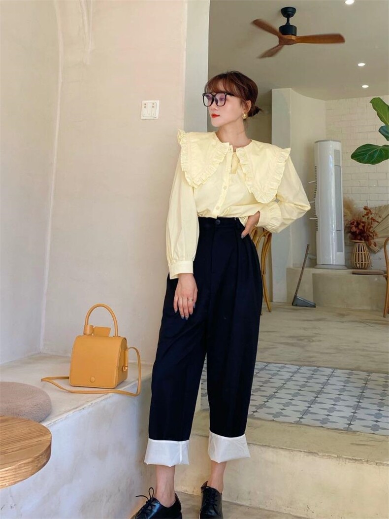 韩版荷叶边衬衫，女装衬衫，Balance Studio