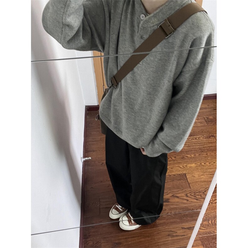 老钱风亨利领毛衣男款冬季慵懒纽扣针织衫外穿内搭打底ML101,男装针织衫/毛衣,星座1116A（原606A-3）