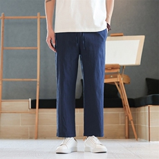 8XL-M亚麻裤男肌理感冰丝薄款休闲裤长裤男宽松百搭情侣裤K919P58，男装休闲裤，电商D206-1