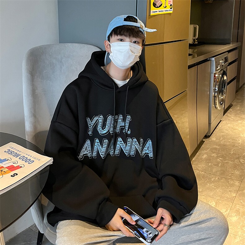 抖音供货、复合360克现货字母印花连帽卫衣宽松D223A-WY2228-P50,男装卫衣,电商019-1