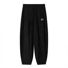 特批P40无差价25夏季潮流轻薄棉麻贴标宽松大码拖地弯刀裤男K5965，男装休闲套装，电商A001-1