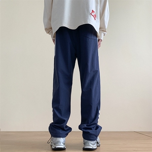 港风秋冬侧边拼接拖地工装裤宽松休闲伞兵裤男K23328-P40控58图片