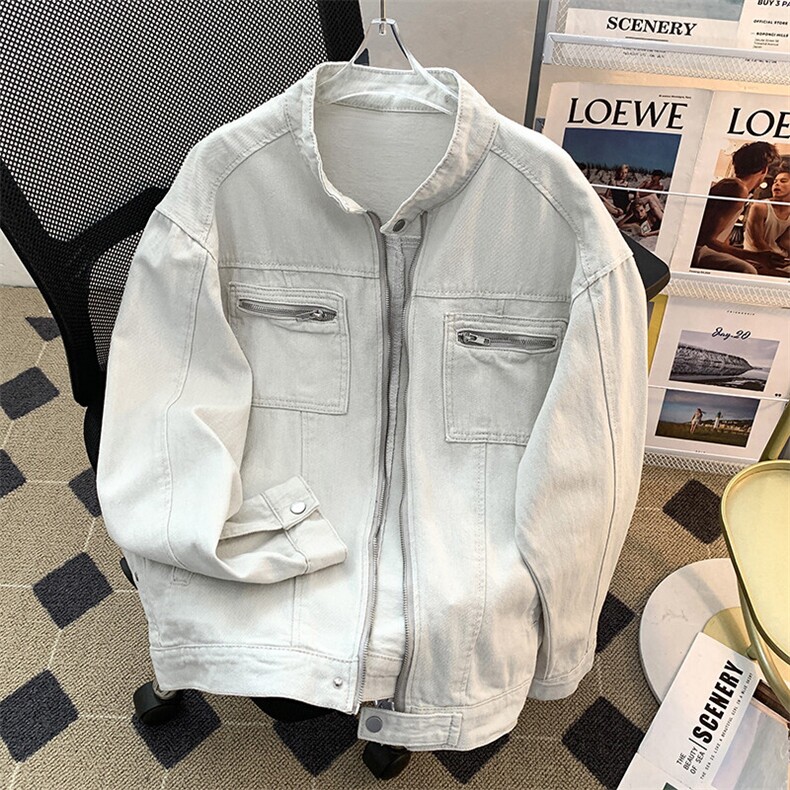 复古短款斜纹纯棉外套男女高级感cleanfit工装夹克立领棒球服潮牌,男装夹克,星座308B-1