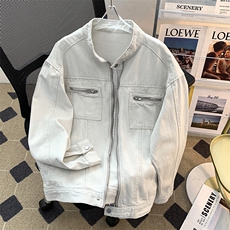 复古短款斜纹纯棉外套男女高级感cleanfit工装夹克立领棒球服潮牌，男装夹克，星座308B-1