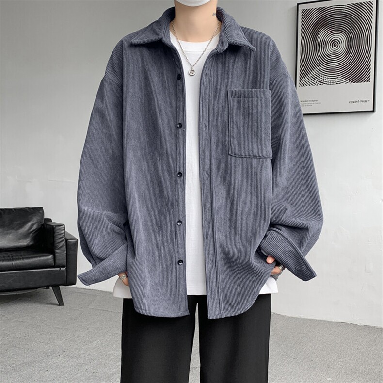8XL-M加绒灯芯绒衬衫大码复古秋冬保暖上衣外套CS9001/P58加绒68,男装衬衫,电商B238