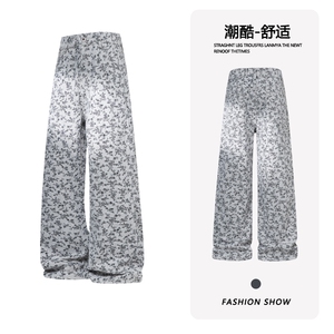 B221 美式ins高街暗黑宽松直筒提花牛仔裤LK26618-特P45控78图片