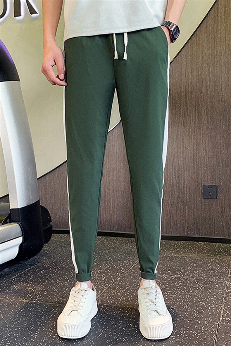 秋季新款休闲裤侧面条纹拼接小脚裤男修身长裤901K324p45,男装休闲裤,星座901