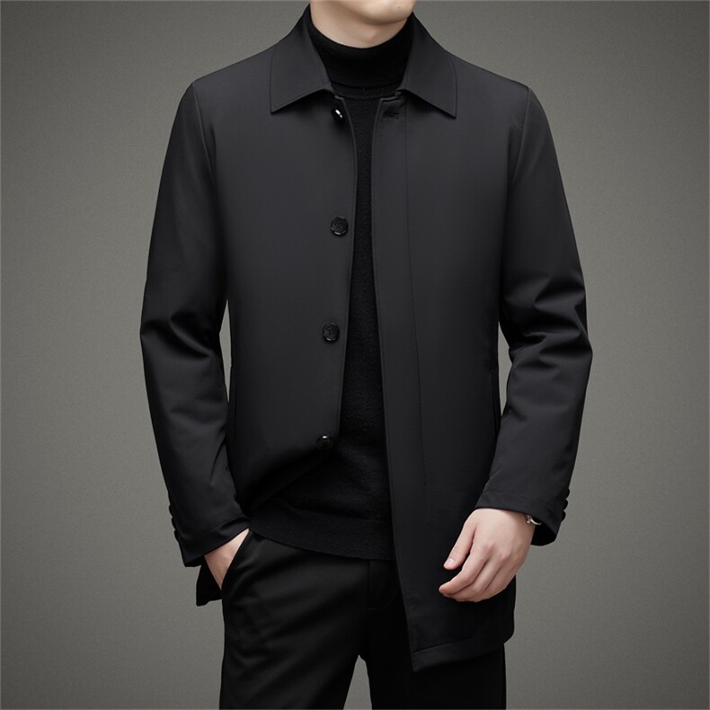 男士翻领加厚保暖羽绒服冬季新款中年獭兔内胆白鹅绒男装休闲外套,男装羽绒服,电商B212（原钱塘6029）
