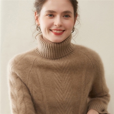 慵懒风纯色山羊绒针织衫女半高领简约长袖打底毛衣百搭羊毛衫新款，女装羊绒衫，暖凌绒