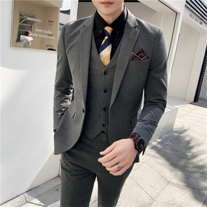 西装套装男英伦风韩版修身三件套商务西服A470-TZ26大码加价图片