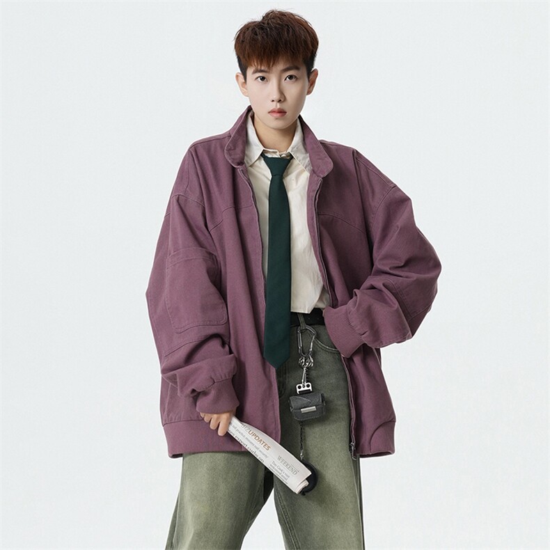 2026春季新款现货翻领夹克男纯棉上衣外套DSA157B-JK7942-特P95,男装夹克,电商A157B