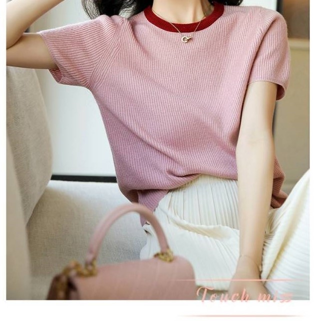 短袖女t恤小上衣夏季体恤2025年新款女洋气,女装T恤,沐策羊绒