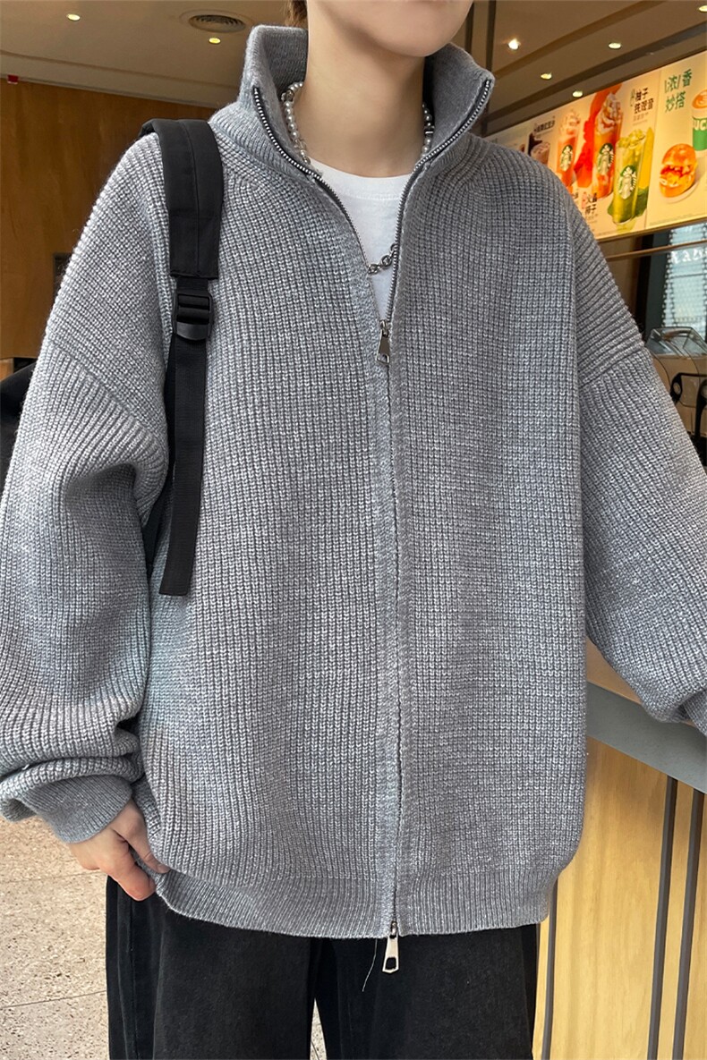 特批双拉链开衫毛衣男秋冬季针织外套立领休闲情侣上衣,男装针织衫/毛衣,星座1107-1