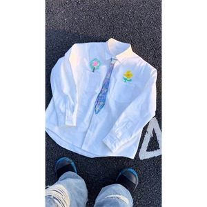 档口现货CS301N7-特P35eeee手绘涂鸦趣味衬衫男蜡笔情侣装衬衣图片