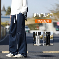 M-5XL华棉62%铆钉潮流休闲直筒斜切百搭卫裤X1590特批35，男装休闲裤，星座718