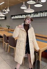 冬季羽绒服拼色长款，女装羽绒服，斐伦缇娜