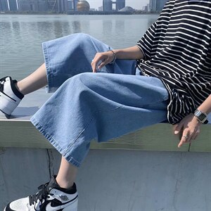 夏季薄款潮牌牛仔七分裤男ins韩版潮流百搭宽松休闲短裤N969-P38图片