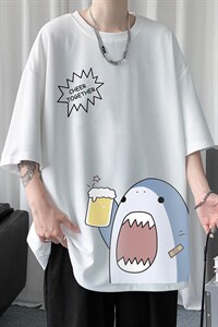 HT73137-P22 华夫格t恤男短袖男大码五分袖  短句风图片