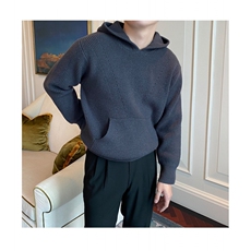 P37网络图YM91重磅连帽针织衫黑色蓝色红色M~3XL，男装针织衫/毛衣，星座506A