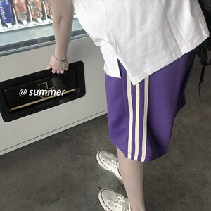 21 夏季新宽松港风潮大码男学生运动条纹卫裤休闲短裤  8003-P25图片