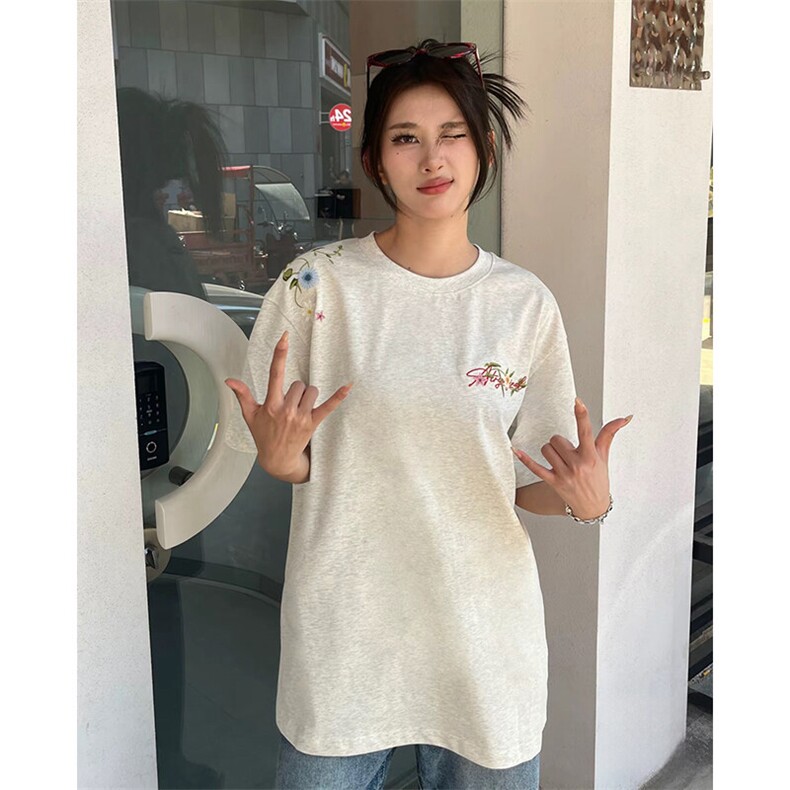 万针全刺绣工艺抖音得物高品质260克重磅纯棉双纱美式高街短袖T恤,男装T恤,电商A486