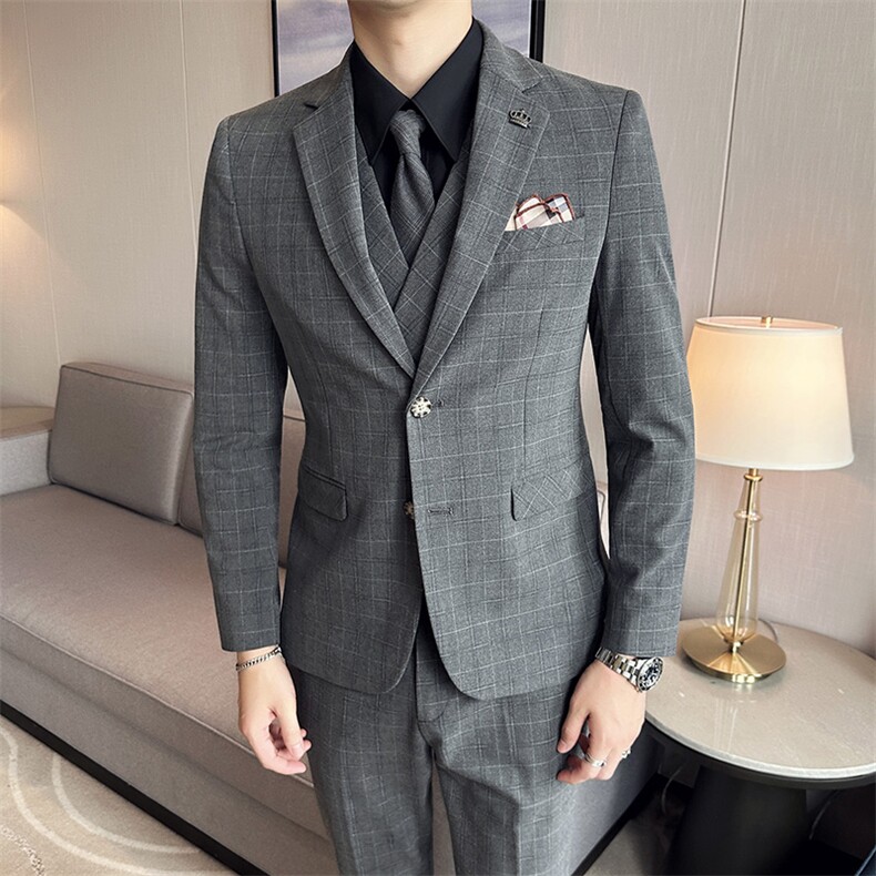 主推男士英伦风西装单排扣三件套尖领商务西服KTZ1835-P330,男装西服套装,星座1105-3