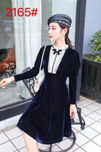 秋季新款：手感丝绒连衣裙，女装连衣裙，罗兰春天